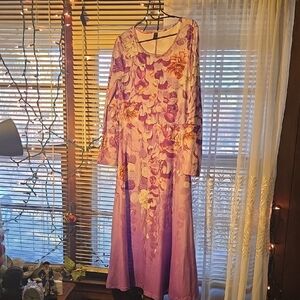 SHEIN Purple Floral Long Sleeve Dress
